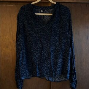 GAP Navy Animal Print Top